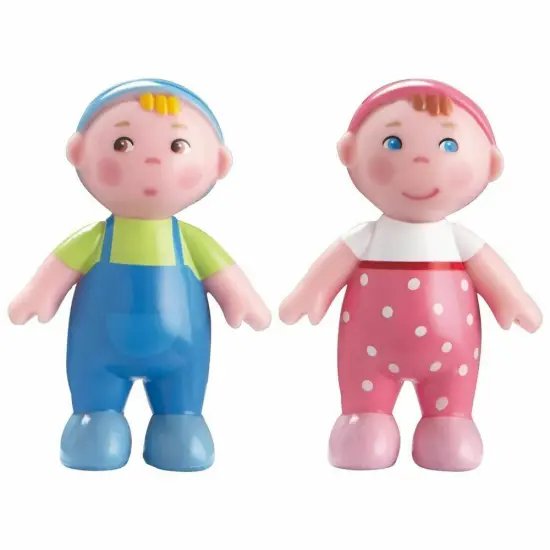 HABA Little Friends Babies Marie & Max - 2.5" Twin Baby Dollhouse Toy Figures (2 Piece Set) Multicolor {1}