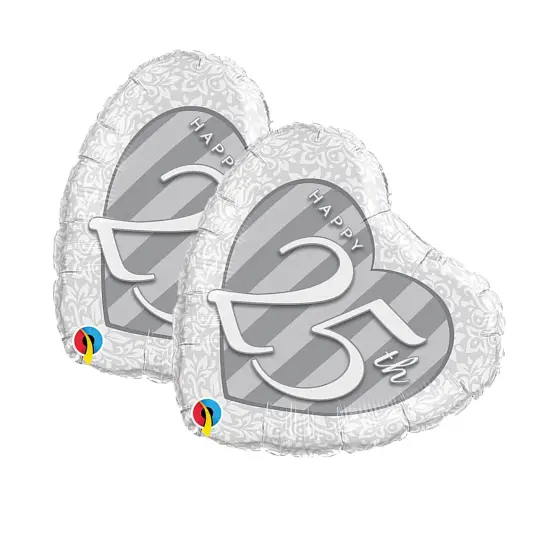 Happy 25th Damask Heart 18 Inch Foil Mylar Balloon {4}