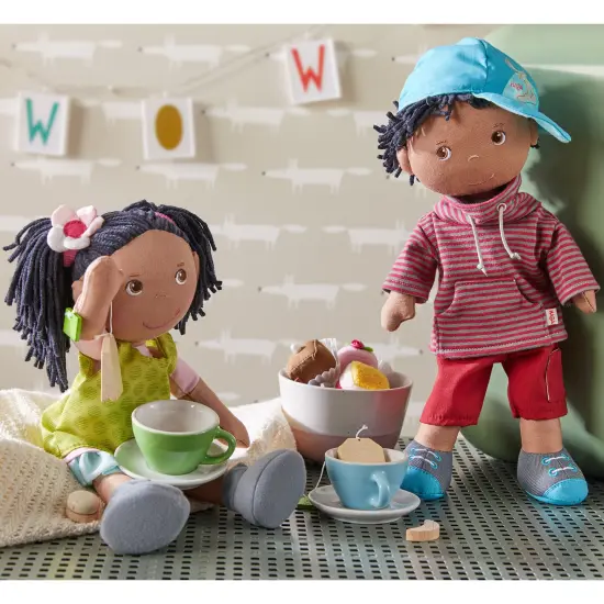 HABA William 12" Soft Doll - Black Baby Boy Doll (Machine Washable) Perfect Plush Toy for 18 Months & Up with Removable Clothing and Embroidered Face Multicolor {4}