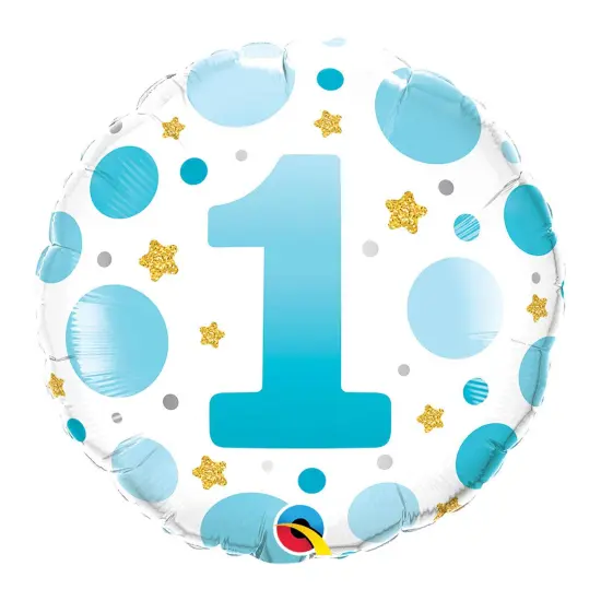 Age 1 Blue Dots 18 Inch Foil Mylar Balloon {1}