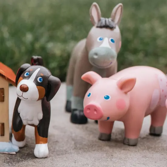 HABA Little Friends Donkey - 3.75" Farm Animal Toy Figure Multicolor {5}