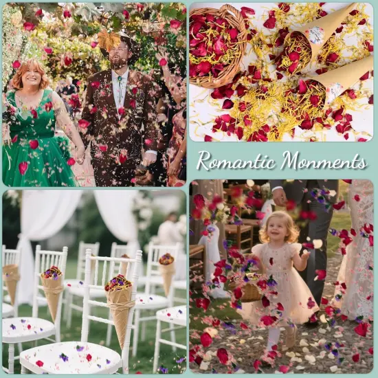 40+ Cups Real Biodegradable Flower Petal Wedding Confetti, 5 QT 5 Kinds Colorful Mixed Petal Confetti with Dried Rose Petal & Jasmine Buds {4}