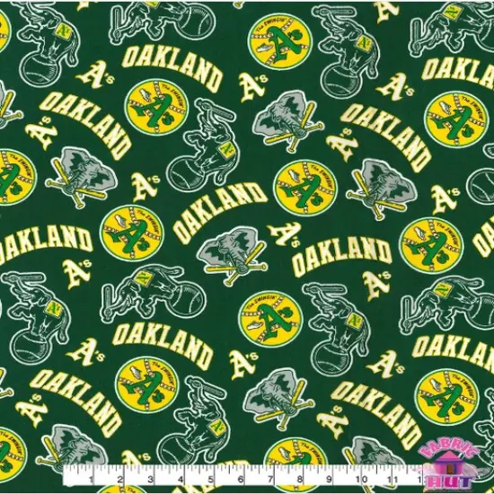 Licensed MLB Oakland Athletics Cooperstown Green Cotton 60136B Fabric by the Yard {1}