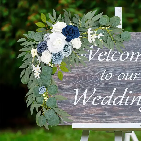 Pack of 2 - Wedding Arch Flowers,Artificial Dusty Blue Flowers Faux Flower Swag {3}