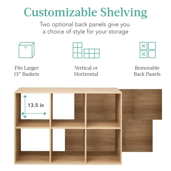 Best Choice Products 6-Cube Bookshelf, 13.5in Display Storage System, Organizer w/ Removable Back Panels Light Oak {3}