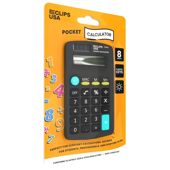 Pocket Calculator, 8 Functions, Solar Powered &ndash; 36 Ct {3}