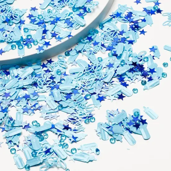 Baby Shower Confetti Baby Boy Shower Decorations Blue Baby Shower Table Confetti Decorations Party Confetti for Baby Shower Decor(1.6 oz/45 g) {3}