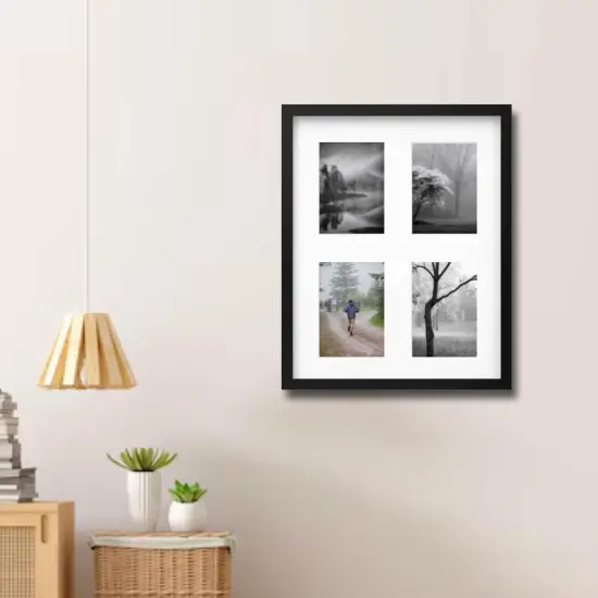 Black Multi-Photo Frame for 4 Pictures 15 &frac34;" x 19 &frac34;" Versatile Display with Acid-Free Mat & Plastic Front Protection {5}