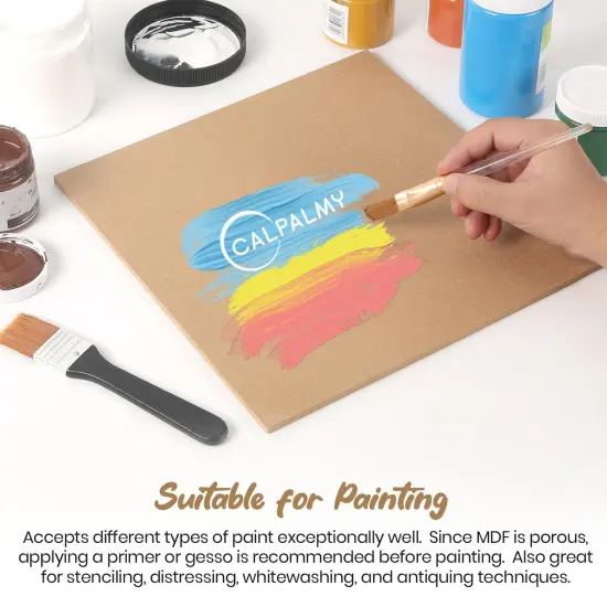 CALPALMY 12-Pack MDF Board 1/4 Inch Thick 12" x 12" Unfinished Wood Panels, 6mm Thick Medium Density Fiberboard Wood Boards for Crafts, Painting, Carpentry, Engraving, Interior Design, and More {3}