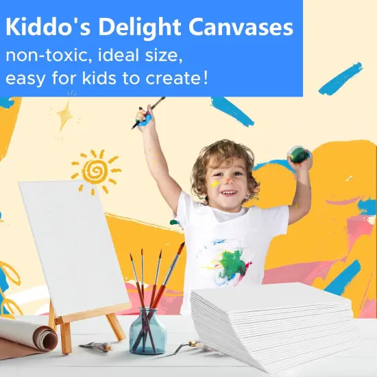 28 Pack 5x7 Inch Canvas Boards for Painting, Kids Art Novices Blank Painting Canvases, Gesso Primed Acid-Free 100% Cotton Canvas Panels for Acrylic Oil Watercolor Tempera Paint {6}