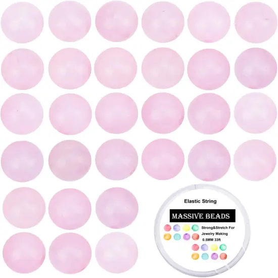 100Pcs Natural Crystal Beads Stone Gemstone Round Loose Energy Healing Beads with Free Crystal Stretch Cord for Jewelry Making (Rose Quartz, 6MM) {1}