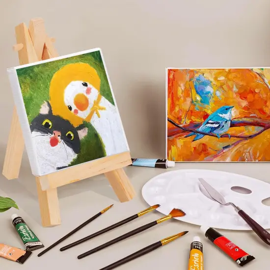 5" Mini Wood Display Easel 24 Pack, Natural Wooden Small Easel Stand for Signs, Small Canvases, Table Display, Pictures, Photos, Wedding Place Cards, Crafts and Other Smaller Projects {4}