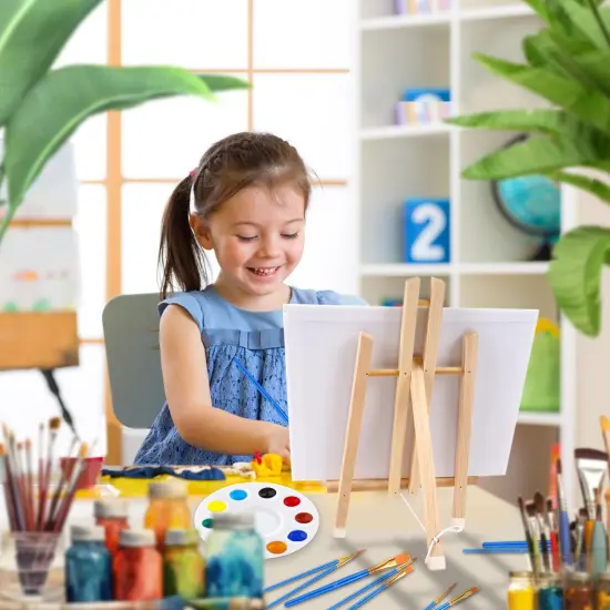 3 Pack 15 Inch Wood Easels, Easel Stand for Painting Canvases, Art, and Crafts, Tripod, Painting Party Easel, Kids Student Tabletop Easels for Painting, Portable Canvas Photo Picture Sign Holder {2}