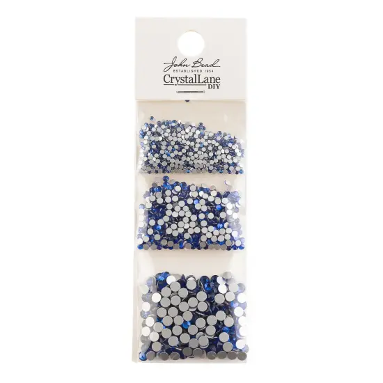 Crystal Lane DIY Combo Glass Flatback Rhinestones SS3 / SS6 / SS12 Sapphire {3}