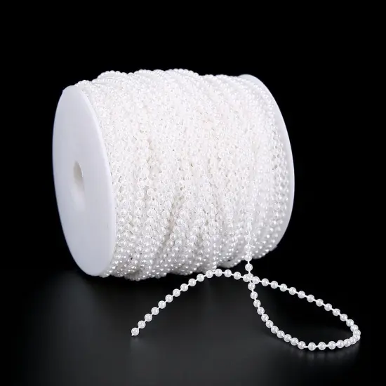 White Pearl Garland Strand,2.5mm Crystal Beads Faux Bead Spool Rope for Wedding Party Decoration {1}