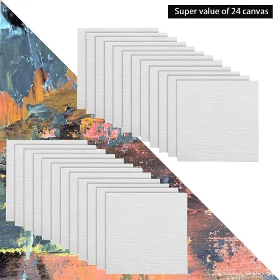 24 Pack Mini Canvas Panels 4x4 Artist Canvas Boards, Double-Wrapped Acid Free Small Art Canvas Value Pack for Oil & Acrylic Painting. {4}
