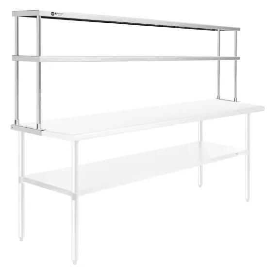 KUTLER Stainless Steel Double Overshelves, NSF Commercial 2-Tier Shelves for Prep and Work Tables for Restaurant, Kitchen, Workshop {1}