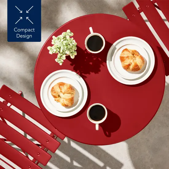 Best Choice Products 3-Piece Small Bistro Set, Folding Patio Furniture Set of 2 Chairs and Table Red {6}