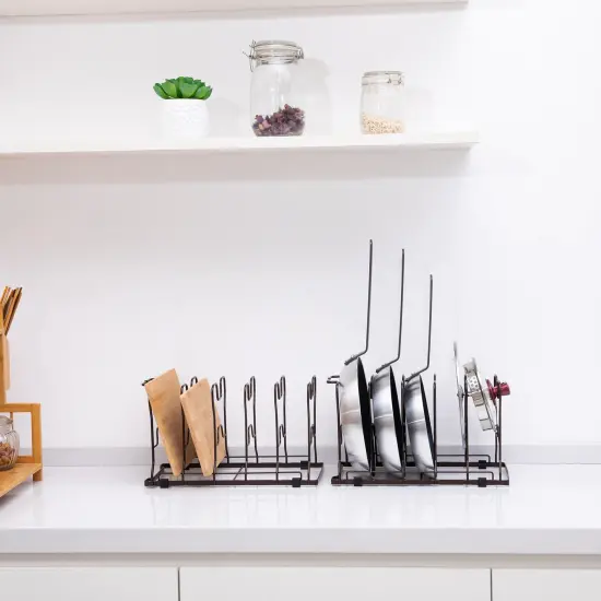 2PCS Pots and Pans Organizer Adjustable Kitchen Cabinet Organizer and Storage {6}