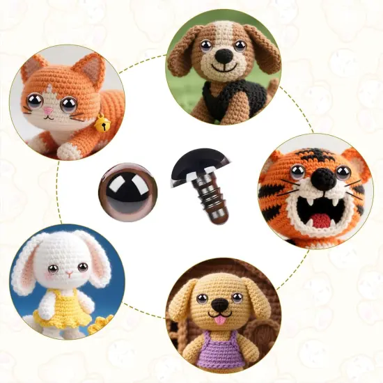 40pcs Safety Eyes for Amigurumi with Washers 10/12/16/18mm Brown Plastic {2}