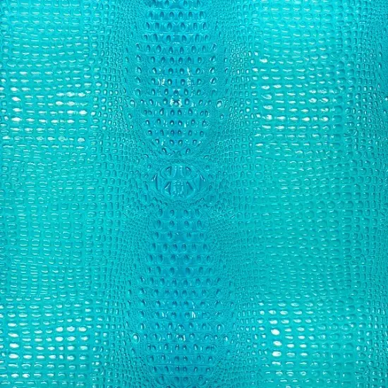 1 Yard 3D Embossed Gator Vinyl Fabric Faux Alligator Upholstery Craft Material Durable 56" Width Aqua Blue {1}