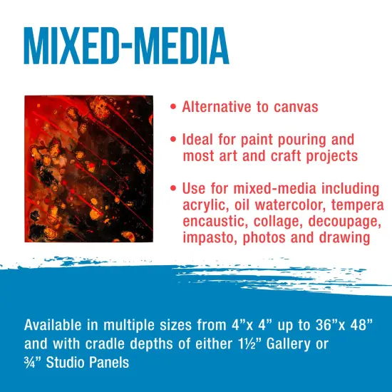 Unfinished Birch Wood Canvas Panels for Painting, 4 Pack of 8x10 inch - Artist Gallery 1-1/2" Deep, Wooden Wall - Mixed-Media Craft, Acrylic, Oil, Encaustic, Paint Pouring {5}