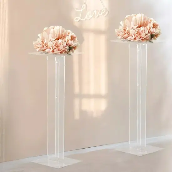 46" Clear Acrylic Flower Display Stand Square Top and Base Party Decorations {2}
