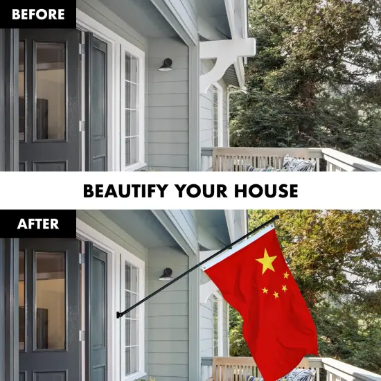 G128 - 6 Feet Tangle Free Spinning Flagpole (Black) China Flag Brass Grommets Embroidered 3x5 ft (Flag Included) Aluminum Flag Pole {3}