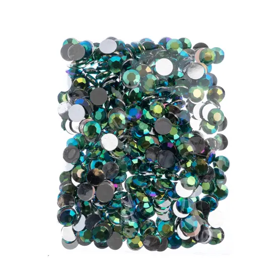 John Bead 12mm (SS50) Round Acrylic Flat Back Rhinestones, 400pcs Green AB {4}