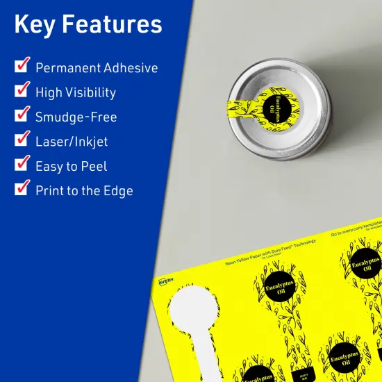 Avery Neon Yellow Paper Labels, 1.5" x 4" Lollipop {2}