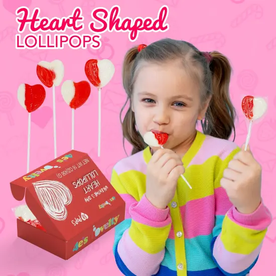 4E's Novelty 38 Pack Heart Shaped Lollipops &ndash; Strawberry N Cream Flavored, Individually Wrapped Valentine's Day Candy, Valentine Candy Hearts for Kids {4}