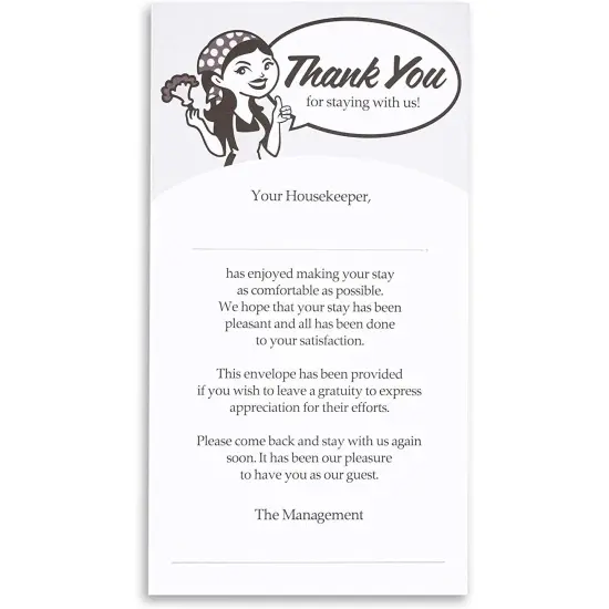 500 Pack Housekeeping Tip Envelopes Bulk, Thank You Envelopes for Cash, Coins, Gratuity for Hotel (3.5x6.5 in) {4}
