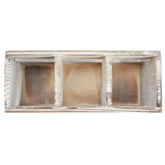 Rustic-Style Desk Pencil Holder with 3 Compartments - Farmhouse Decor and Wooden Organizer for Pen and Office Accessories {7}