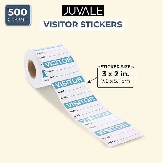 500 Visitor Pass Stickers Identification Label Roll Writable Badge for School, Daycare, Hospital, Clinic, Museum, Business, 3 x 2 Inches {2}