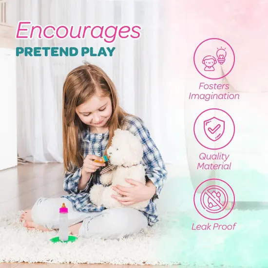 4E&rsquo;s Novelty 2 Pack Baby Doll Bottles with Disappearing Milk & Juice, Baby Doll Accessories for Toddlers {3}