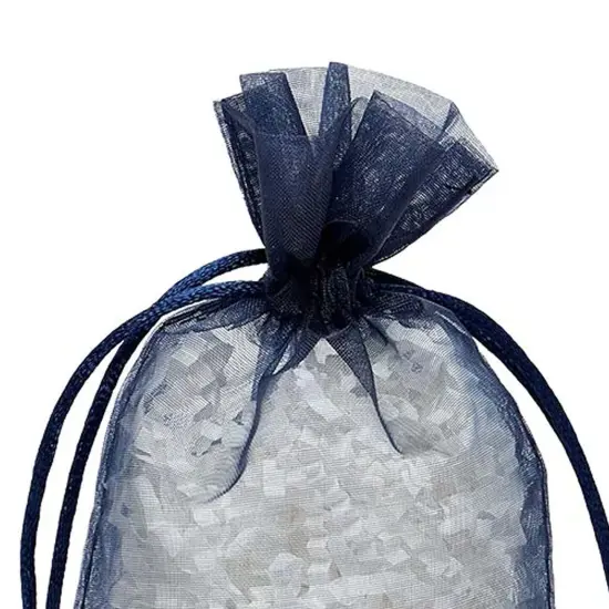 Flat Bottom Organza Bags 5 1/2 '' X 1 1/2 '' X 10 1/2 '' for Decorative Gift Wrap Navy {5}