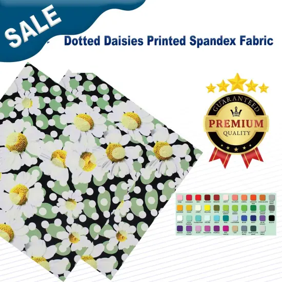 Dotted Daisies Printed Spandex Fabric {1}
