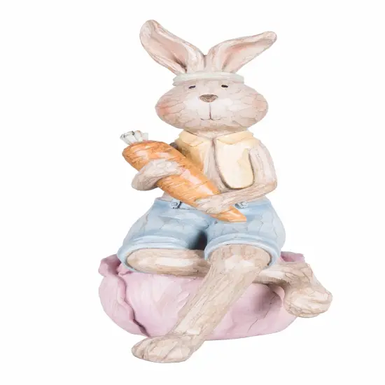 Easter Bunnies w/ Carrots Sitting Figure Figurines Set of 2 {3}