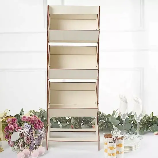33 in Natural 3 Tier Laser Cut Wooden Cupcake Dessert DISPLAY STAND Party Events {4}