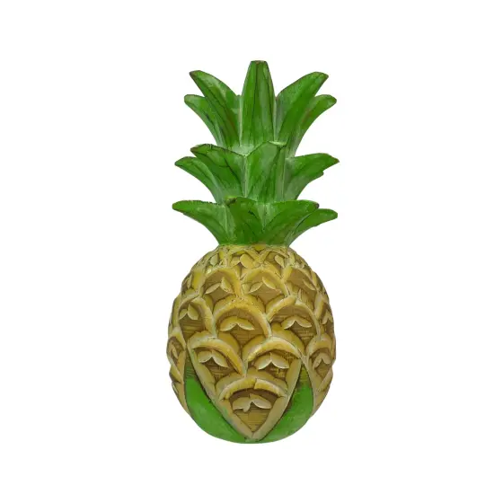 Hand-Painted Pineapple Sculpture &ndash; 9.75" High, Rustic Tropical Decor Accent {3}