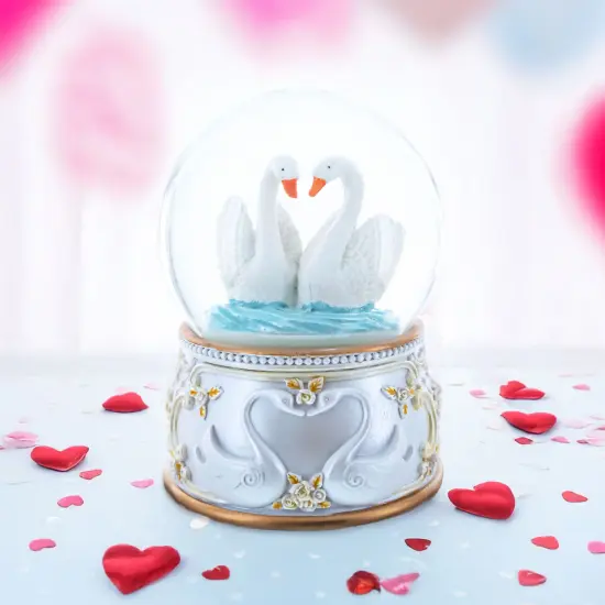 Romantic Swan Spinning Musical Water Snow Globe {3}