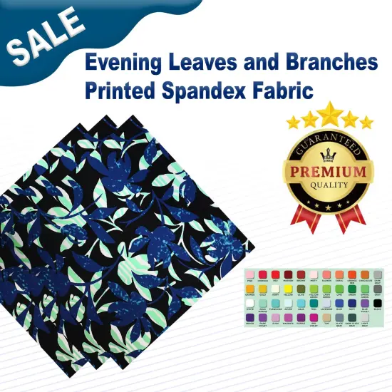 Evening Leaves and Branches Printed Spandex Fabric {1}