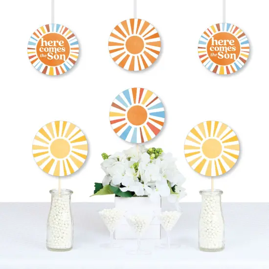 Big Dot of Happiness Here Comes The Son Baby Shower Decor, Sun Shaped Party Decorations, DIY Boy Boho Sprinkle Celebration Essentials - Set of 20 {3}