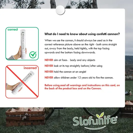 6 Pack White Confetti Poppers,12Inch Confetti Poppers Party Shooter Air Powered,Launches 20-25ft,Party Poppers For Birthday,Indoor Party,Celebrations,Photo Shoots and New Years {5}