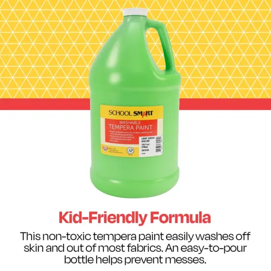School Smart Washable Tempera Paint, Light Green, 1 Gallon Bottle {4}