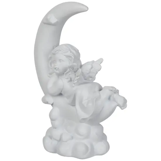 Northlight Girl Cherub Laying on Crescent Moon Statue - 7.25" White {4}