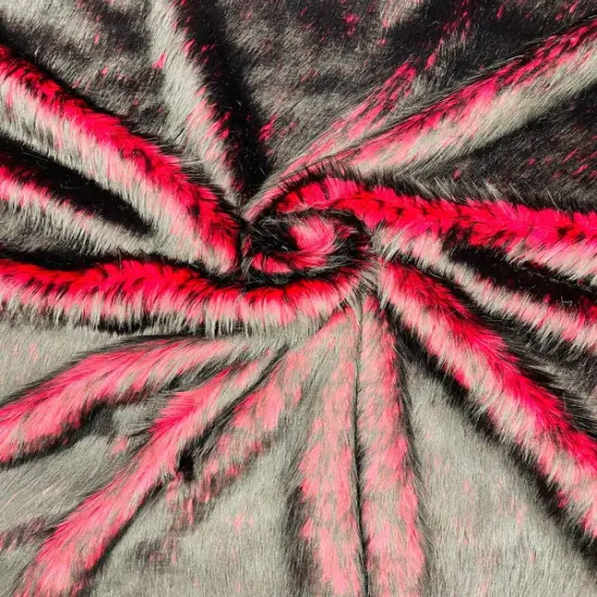 1 Yard Two Tone Husky Faux Fur Fabric Soft High Pile for Blankets Decor Costumes 58-60 inches Width Magenta-Black {1}