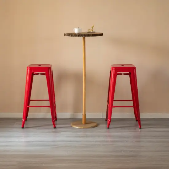 Basicwise 30-inch Backless Metal Bar Stool Stackable Heavy-Duty Counter-Height Chair for Home Bars Patios Kitchen Islands Cafes Restaurants Bistros and Dining Areas for Indoor & Outdoor Use Red Single {2}