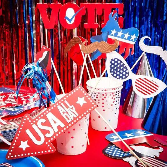 Election Day Party Photo Booth Prop Kit (30 Pieces) Multicolor {3}