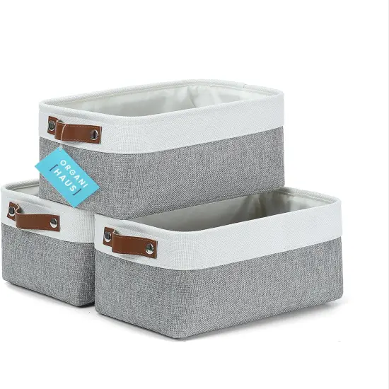 Small Fabric Storage Bins for Shelves 3 Pack, 12x8in Closet Storage Bins for Shelves {1}